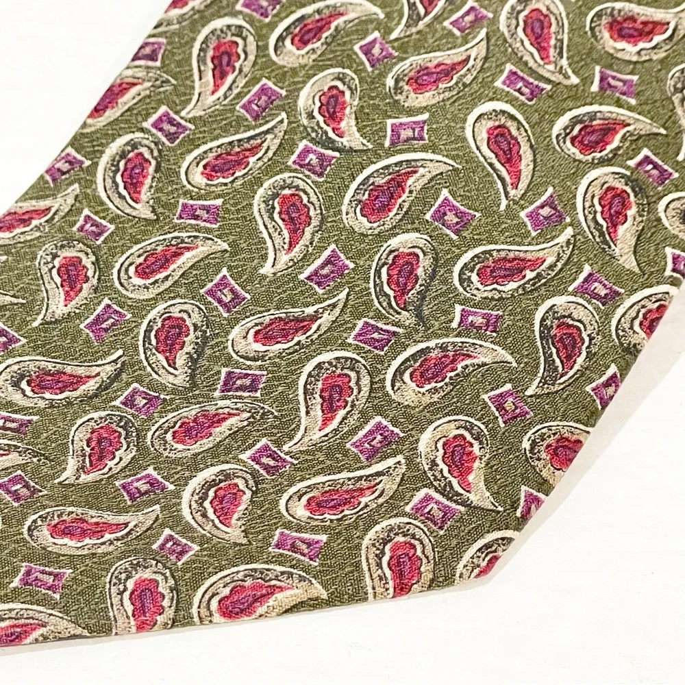 Christion Dior Silk Green Paisley‎ Monsieur Neck Tie